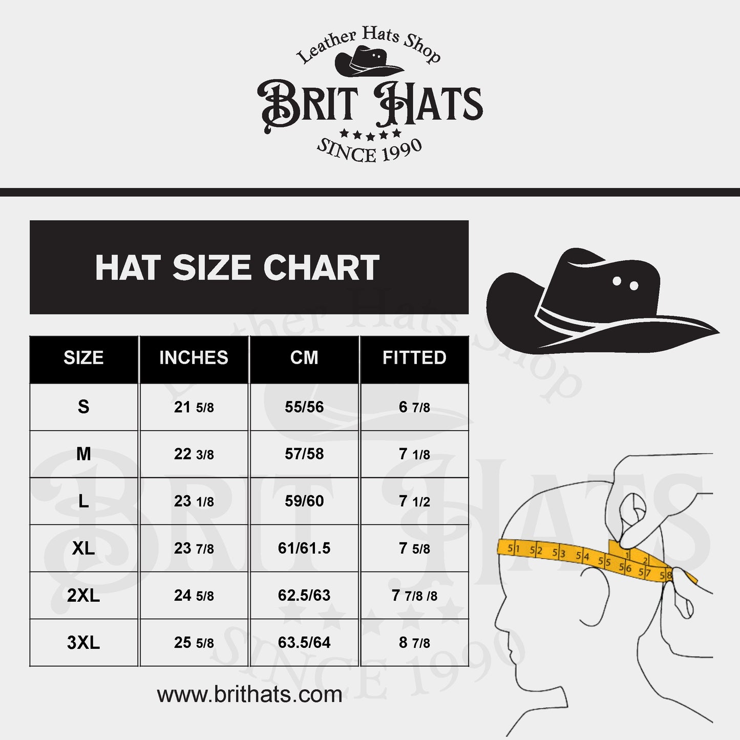 Top Leather Hat Size Chart