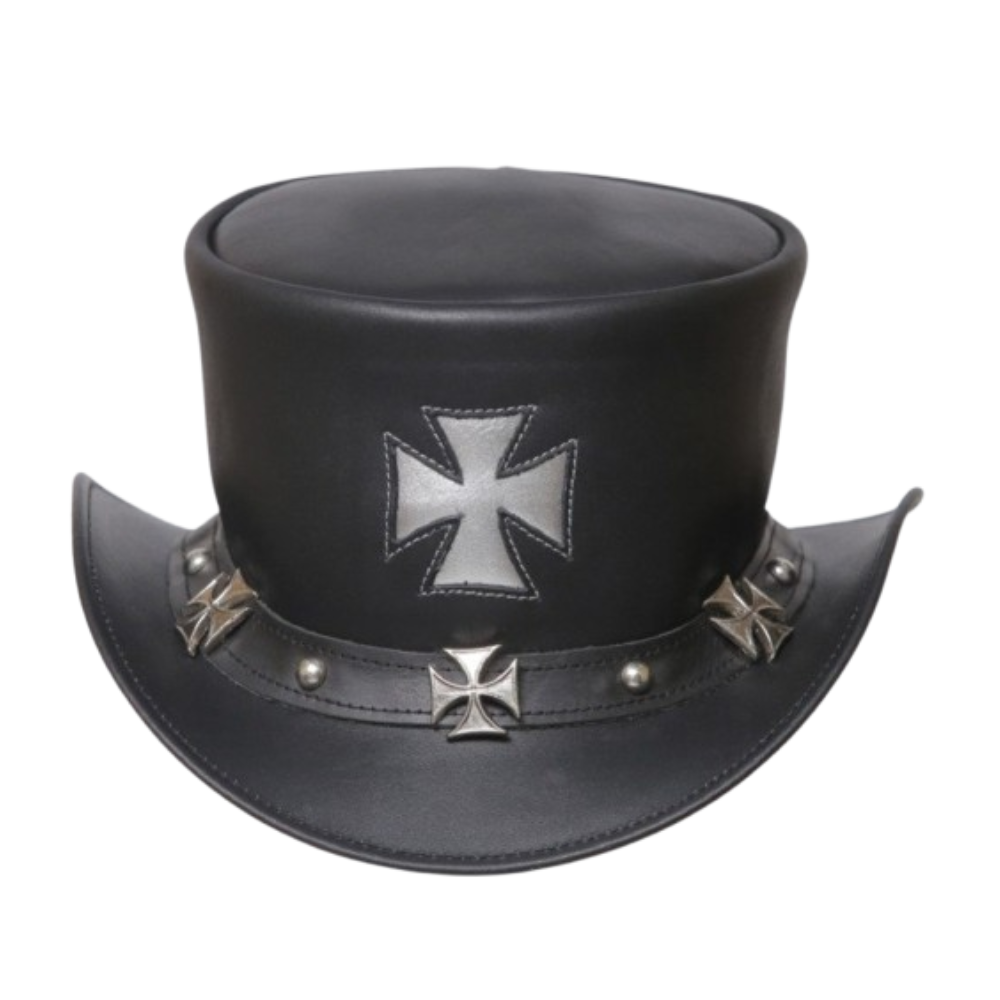 A Daringly Dark Headpiece: Black Leather Top Hat