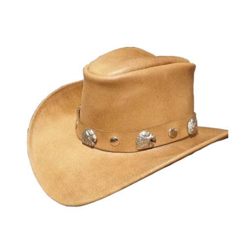American Eagle cowboy hat featuring a leather design.

