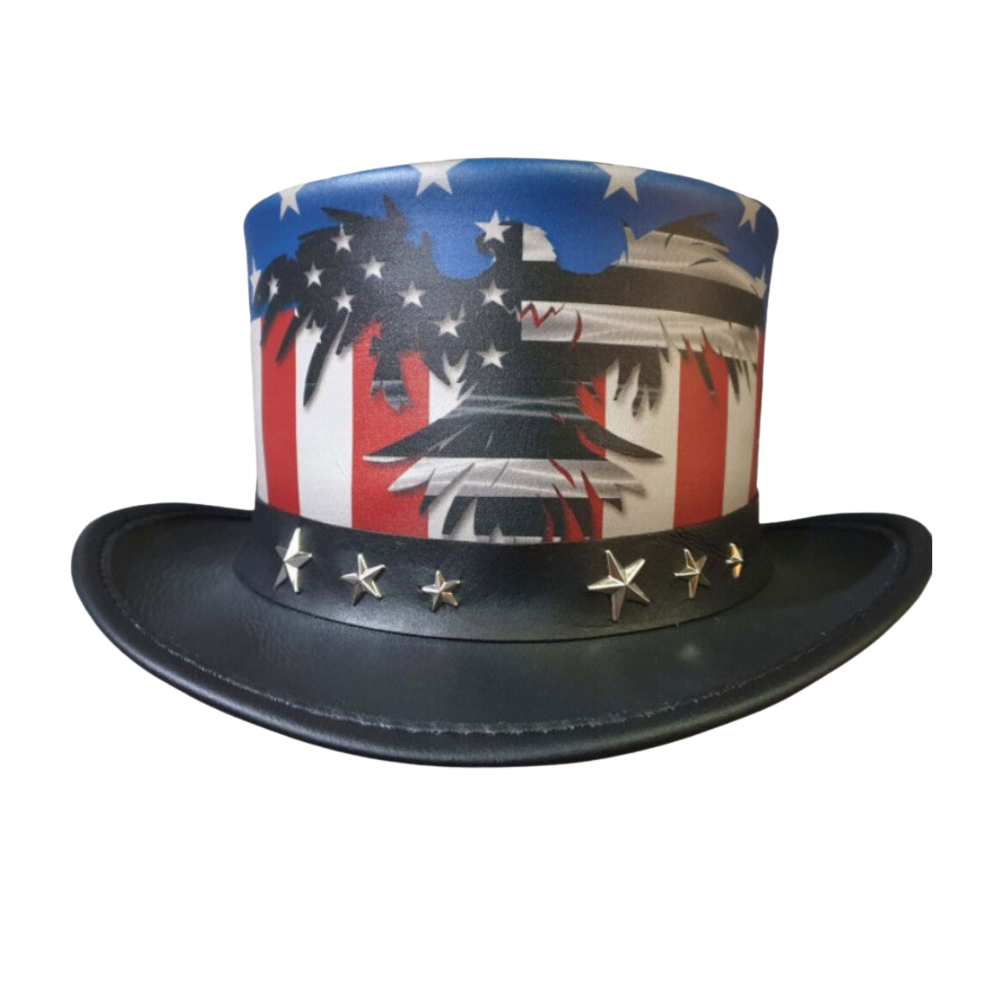 American flag leather top hat for men
