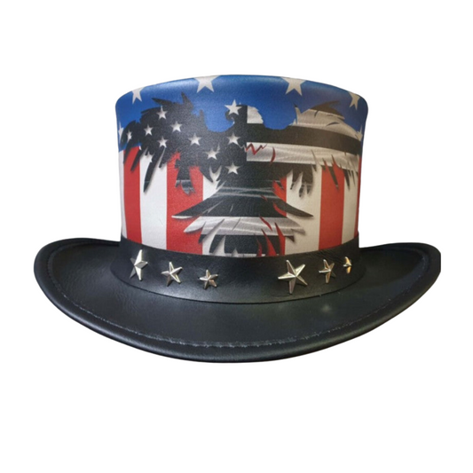 American flag leather top hat for men

