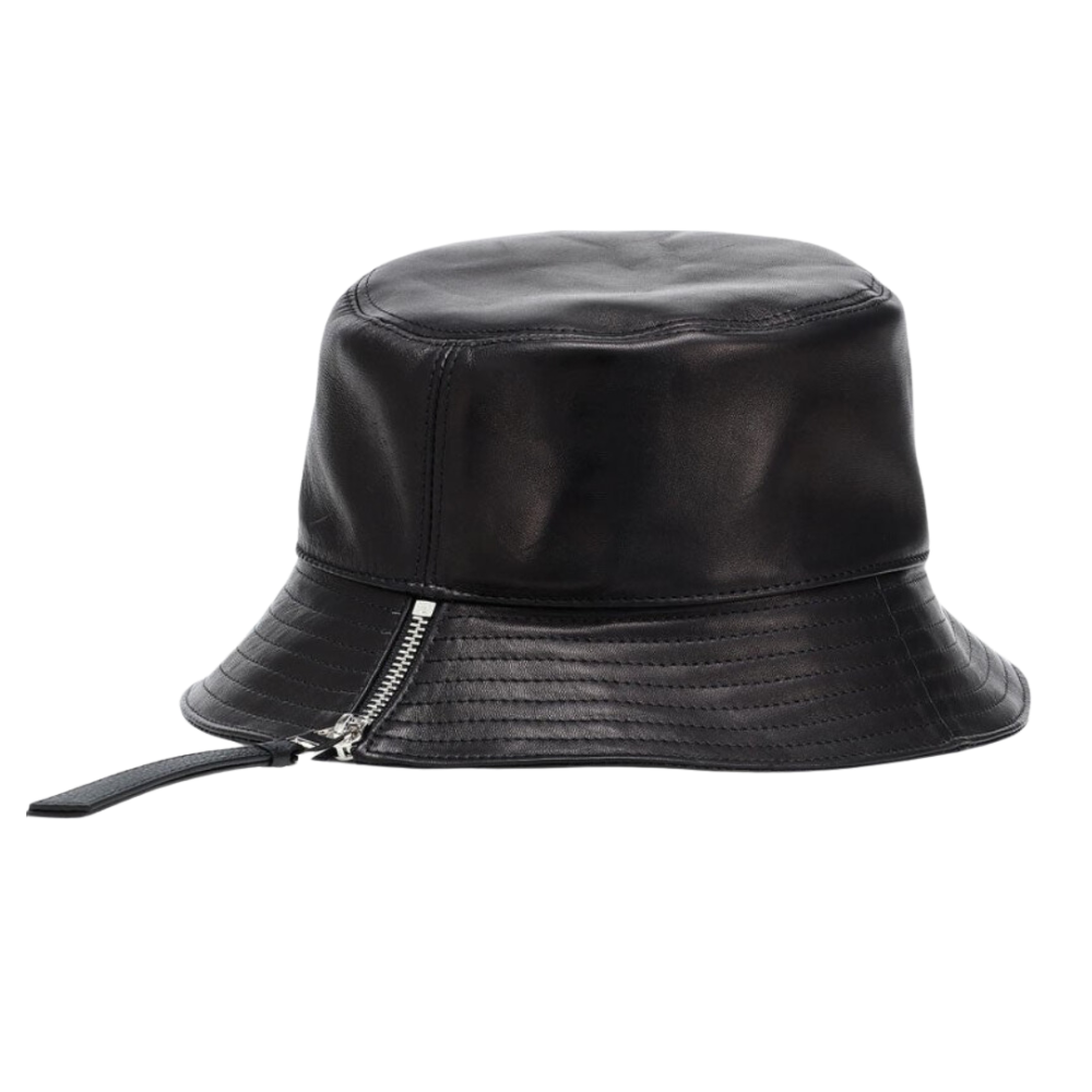 "Australia Faux Leather Visetos Bucket Hat – Black, Chic Women's Hat