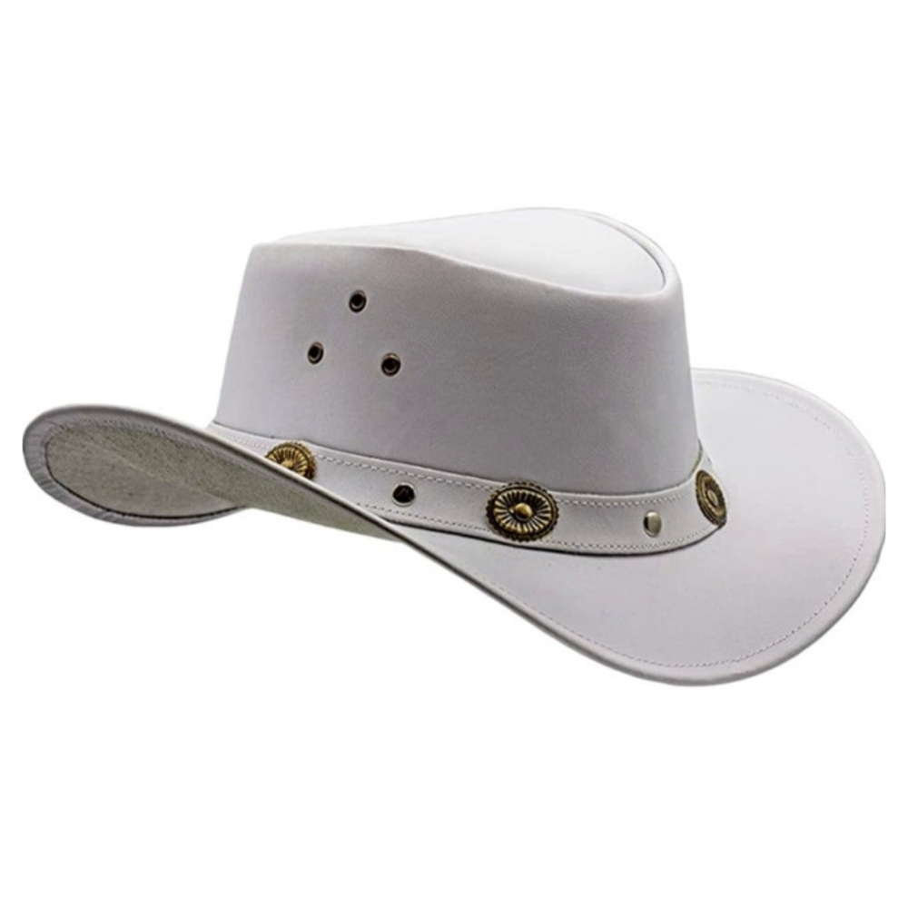 Australian Cowboy Hat, White Leather

