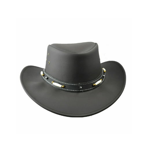Australian Leather Bush Hat - Black, Rainproof, Ideal for Outdoor Adventures