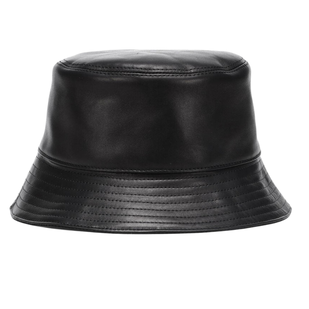 Black Australia Faux Leather Visetos Women's Bucket Hat – Fashionable and Durable
