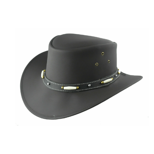 Black Australian Bush Hat - Authentic Aussie Style, Rainproof, Premium Leather