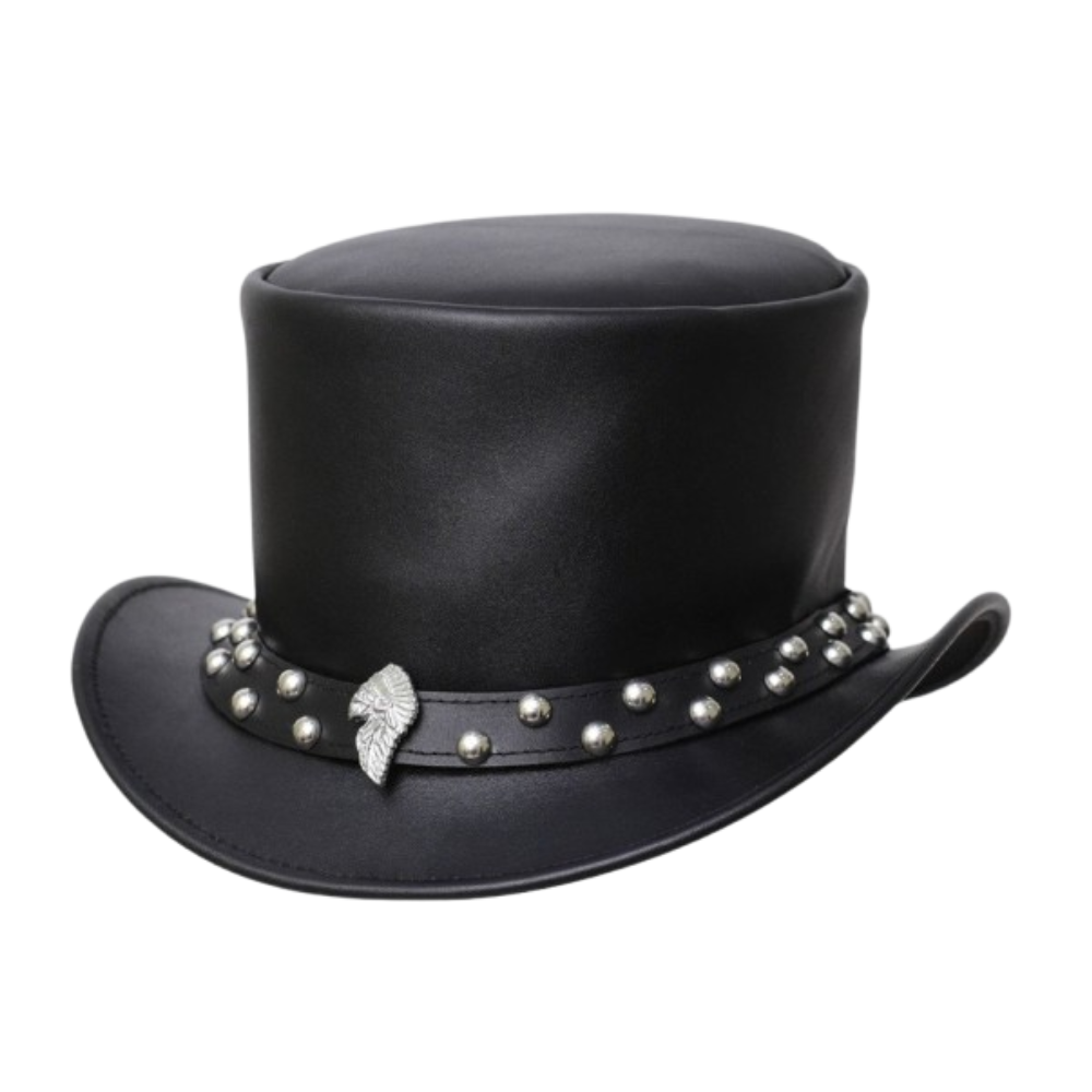 Black Leather Top Hat, Western Hat, Gothic Hat, Steampunk Hat