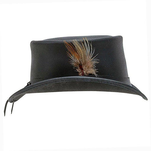 Black Top Hat, Leather Hat, Mens Hat, Handmade Hat