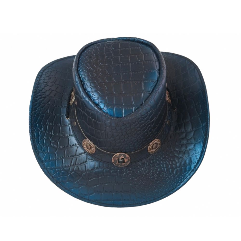  Blue Cowboy Hat, Crocodile Embossed, Western Hat, Rodeo Hat