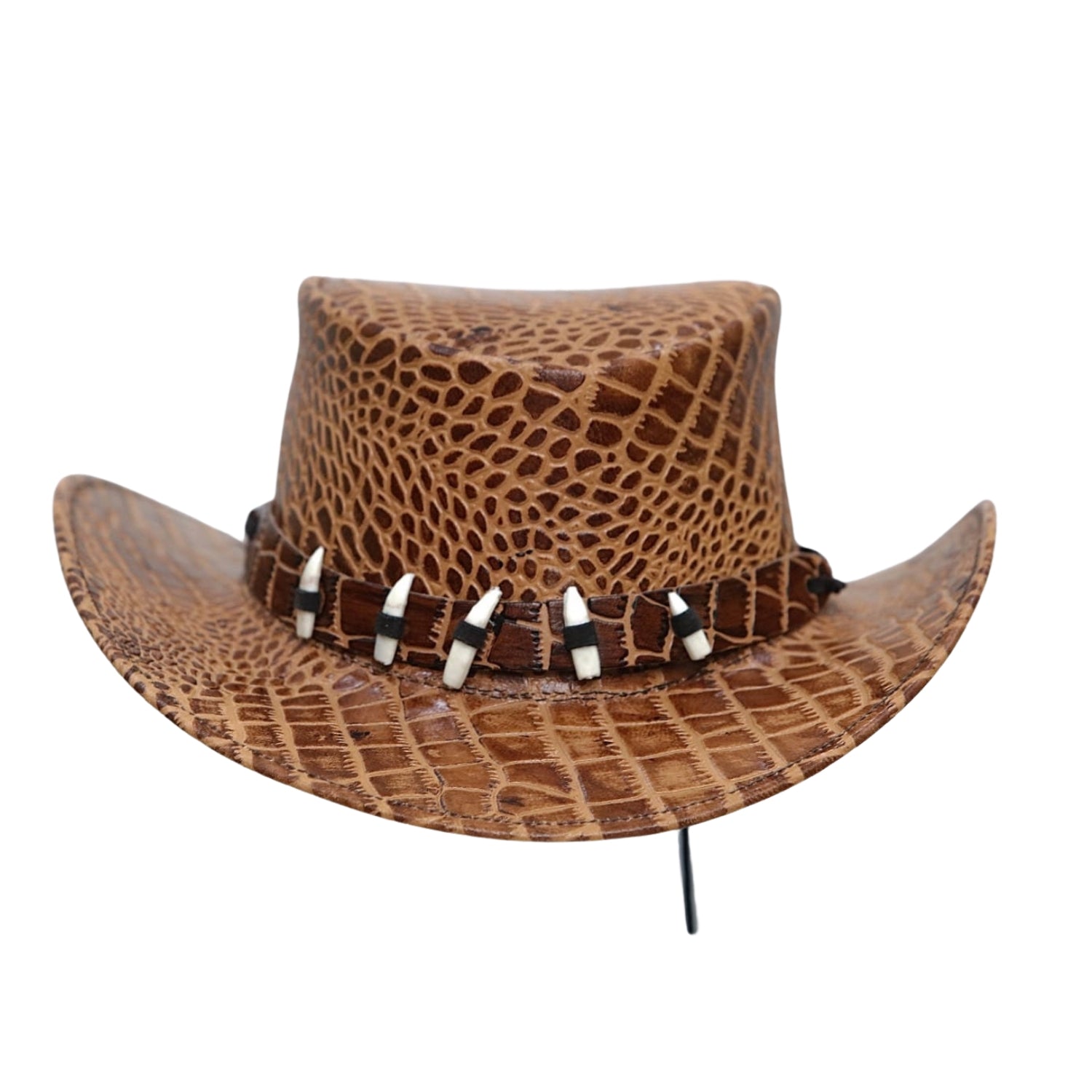 Brown Leather Cowboy Hat with Handcrafted Braided Band
