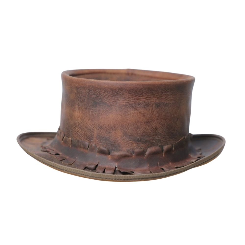 Brown Leather Top Hat, Pale Rider Burn Style