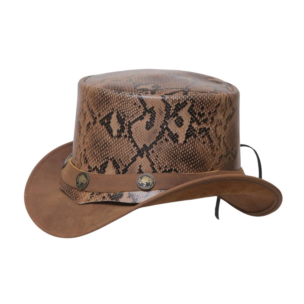  Brown Leather Top Hat, Snake Style Hat, Victorian Hat, Steampunk Hat