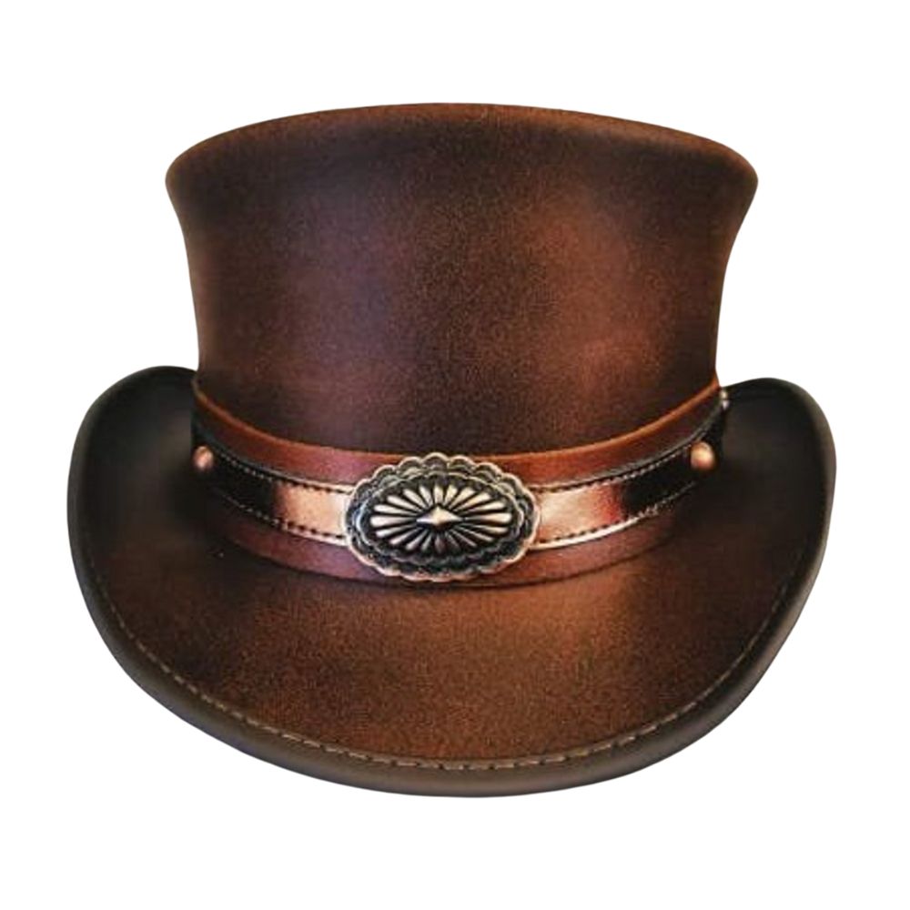 Premium Conchos Leather Top Hat