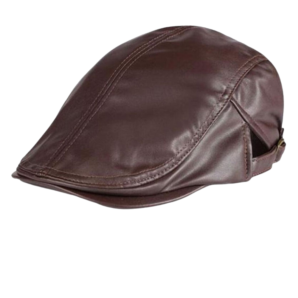 Canada leather ivy cap with adjustable fit and classic newsboy style.
