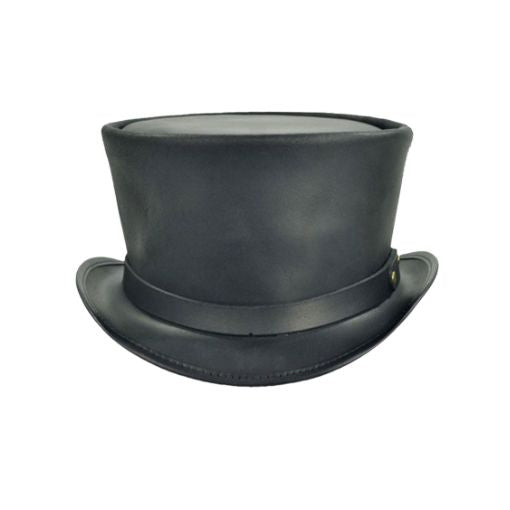 Classic top hat for men with a sleek leather design
