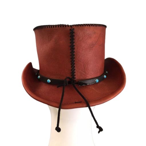 Durable maroon leather hat for western-inspired fashion
