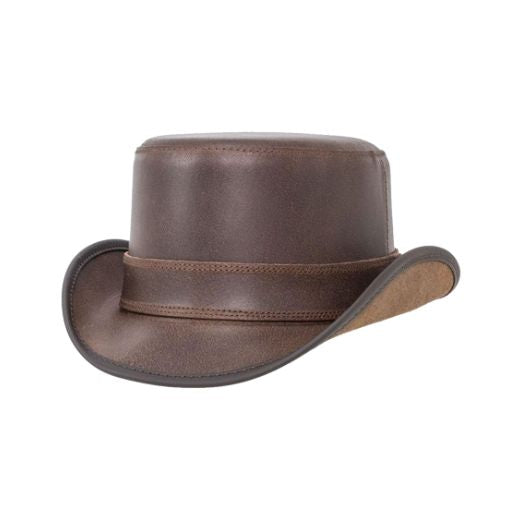 Elegant brown leather mini hat for a chic look
