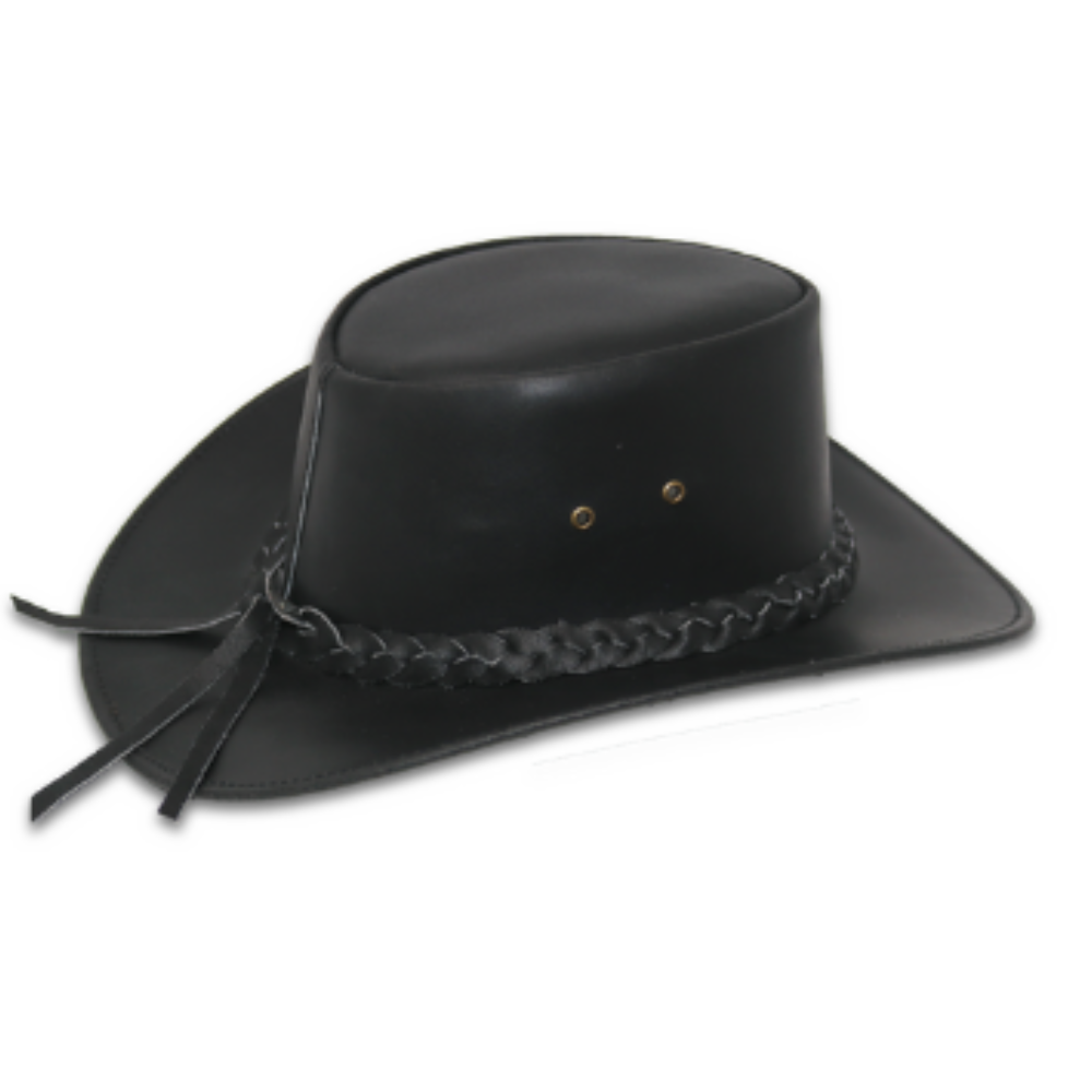 Genuine Cowhide Leather Black Western Hat for Men