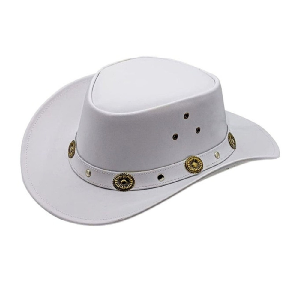 Handmade White Leather Cowboy Hat

