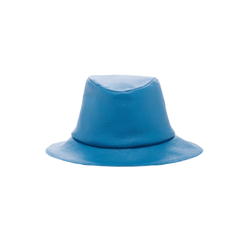 Light Blue leather bucket hat by Gigi Burris.

