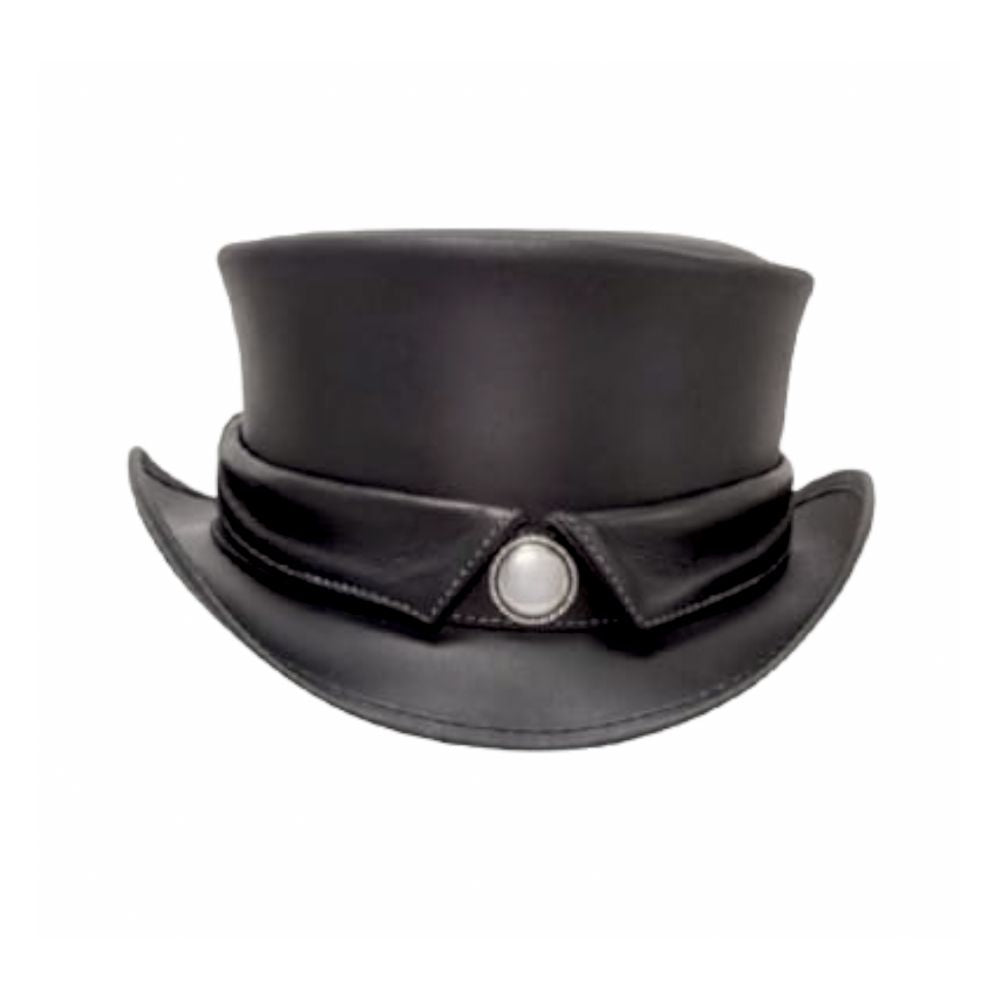 Luxury fashion leather top hat with collar design
