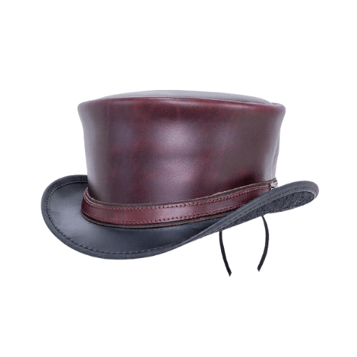 Maroon Mad Hatter top hat with iconic design
