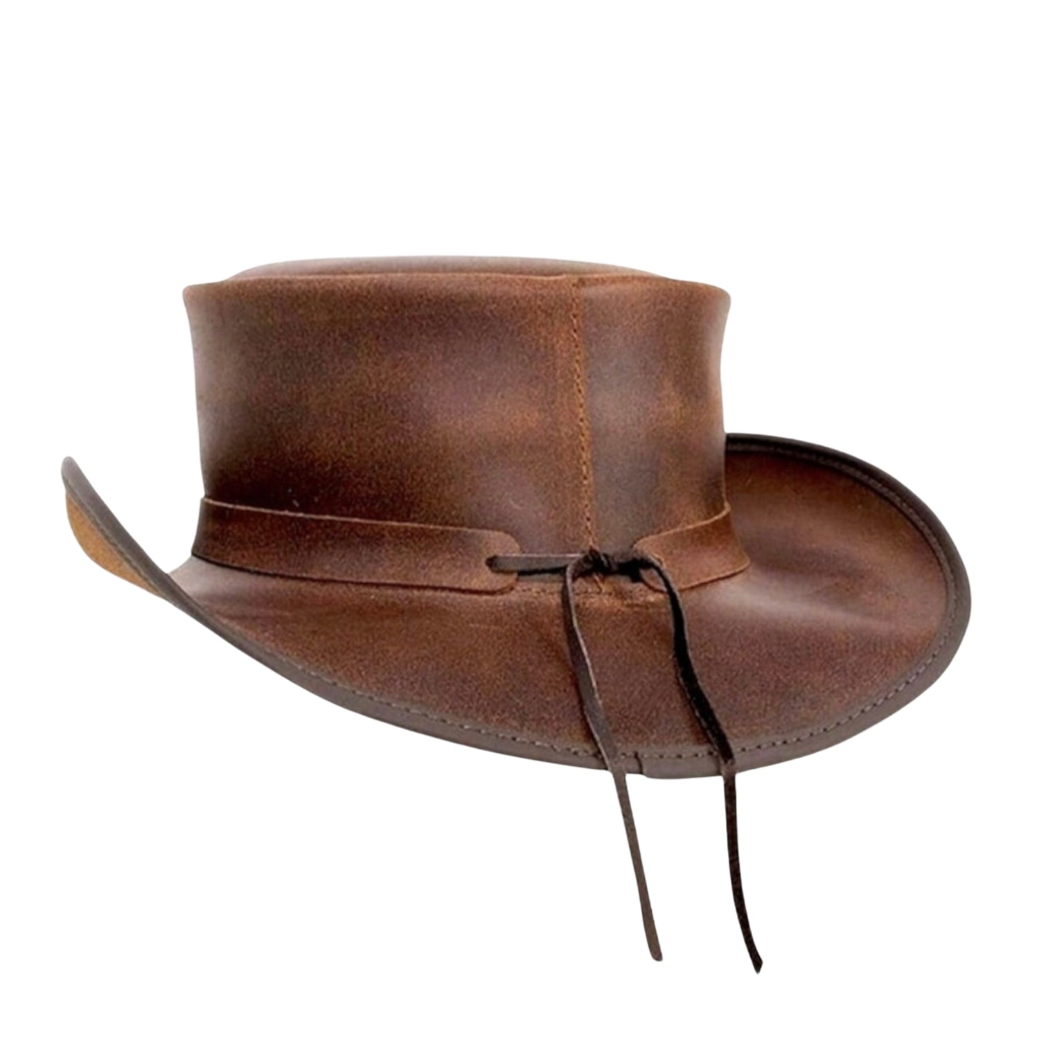 Pale Rider Top Hat with Bull Button and Leather Details
