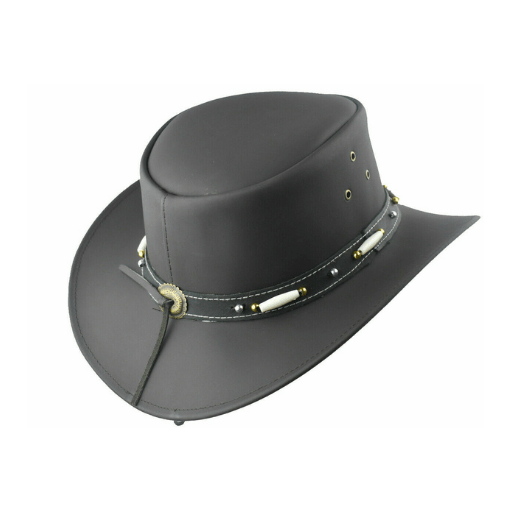Premium Black Australian Bush Hat - Rainproof, Durable Leather, Classic Aussie Style