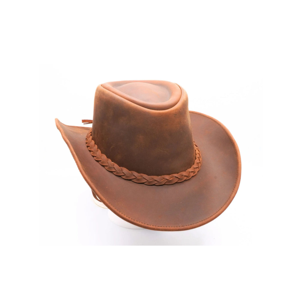 Shapeable leather cowboy hat for men and women.
