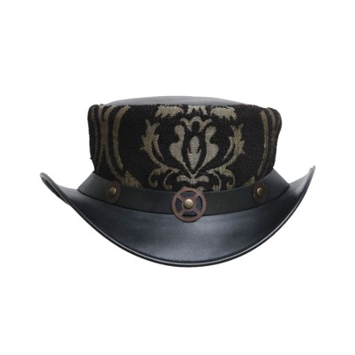 Stylish Black Leather Hat with a Vintage Look

