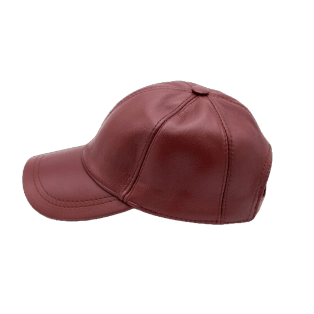 Stylish Wine Red Leather Cap for Women
