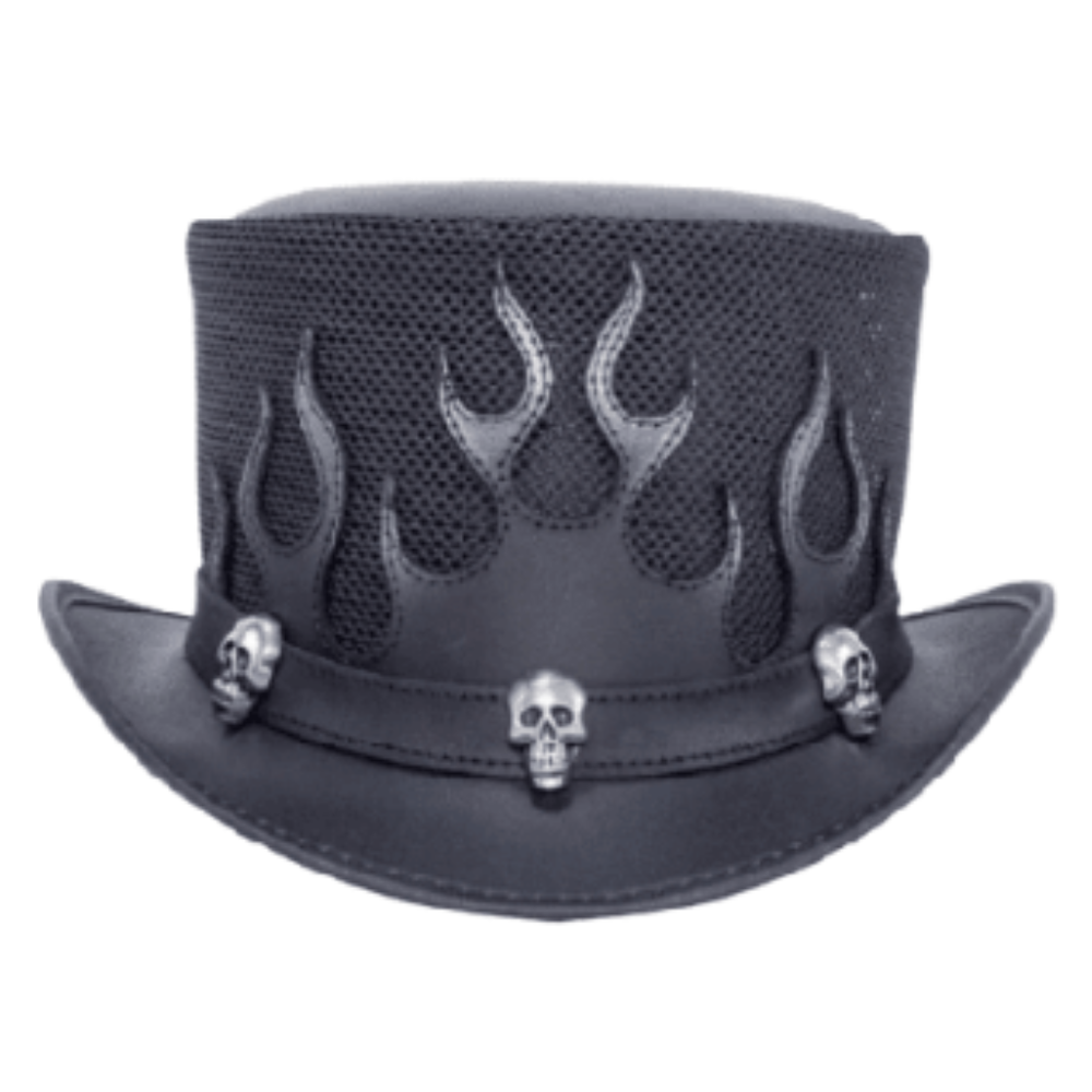 Stylish flames mesh top hat for edgy fashion
