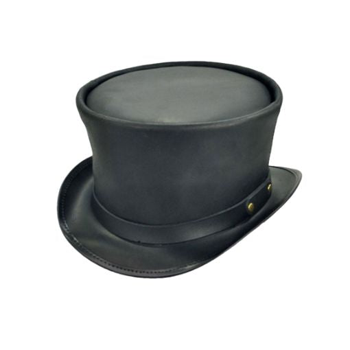 Stylish men's leather top hat for fashion-forward looks
