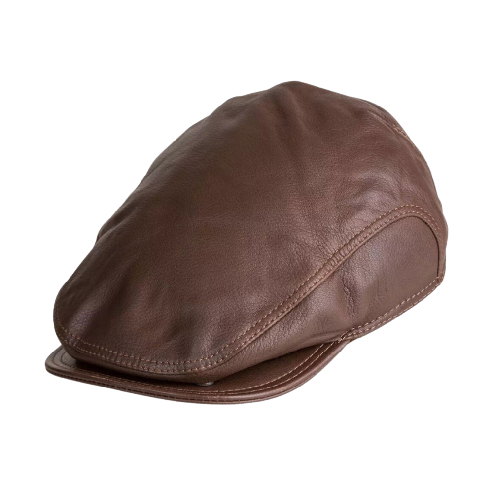 Stylish shearling leather ivy cap for winter warmth
