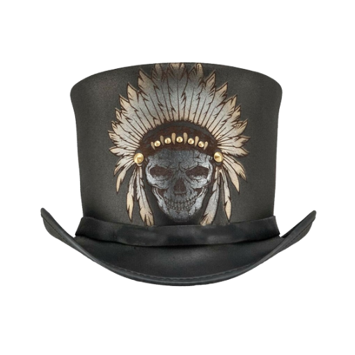 Stylish skull-inspired leather top hat for men
