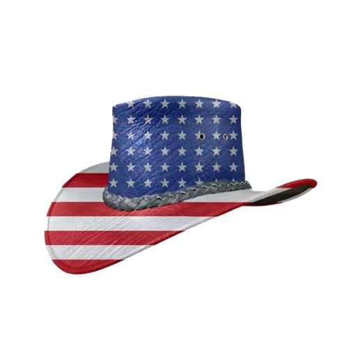 USA Leather Cowboy Hat – American Flag Design for Patriotic Style