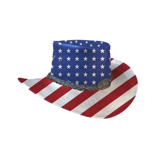 USA Patriotic American Flag Leather Cowboy Hat – Western Style