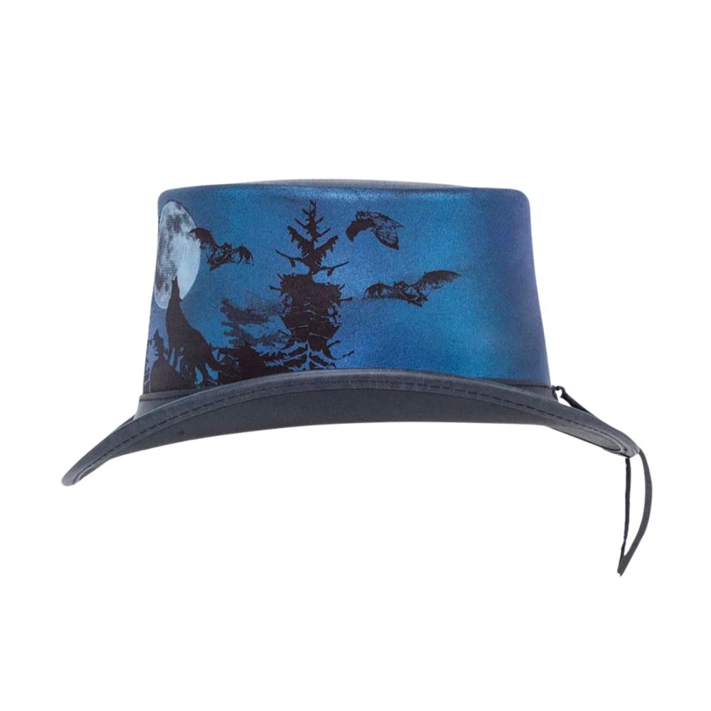 Unique Forest Moon Light leather top hat for bold fashion
