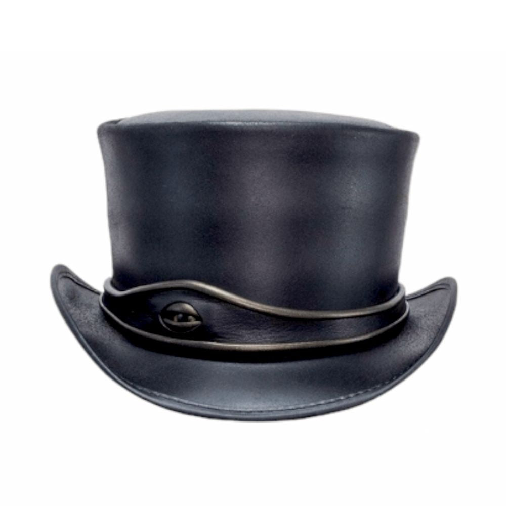 Black Crocodile Eye Leather Top Hat
