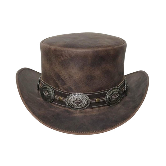 Vintage Leather Top Hat, Gothic Aesthetic

