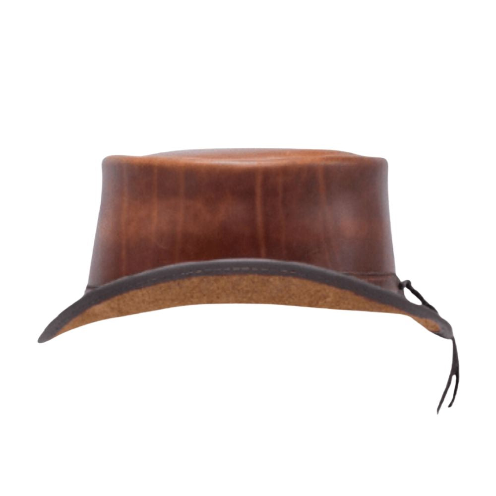 Vintage leather hat with buffalo coin.
